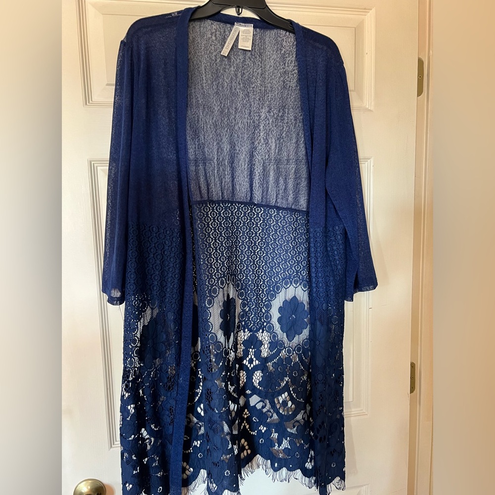 Long navy lace jacket